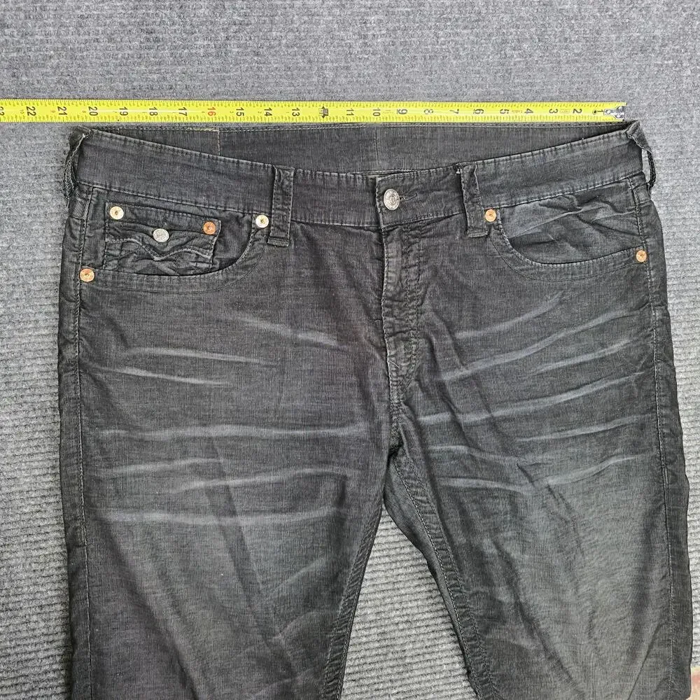 True Religion Ricky Twill Jeans Mens 40x33 Gray Relaxed Straight Flap Pocket